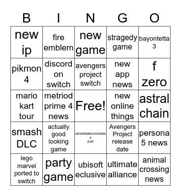 E3 bingo Card