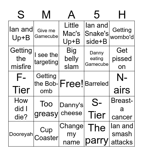 Sma5h Meme Bingo Card