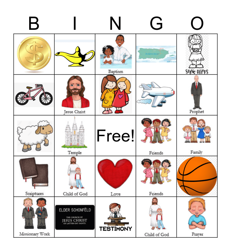 Missionary Work/Service/Talents Bingo Card