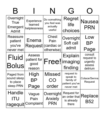 Phipps Call Bingo Card