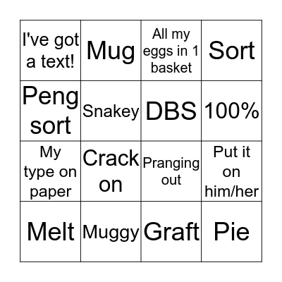 Love Island Lingo Bingo Card