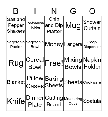 Wedding Shower Bingo Card