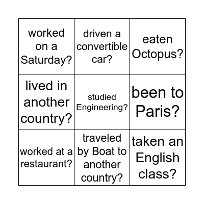 Have you ever.. Bingo Card