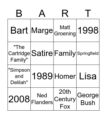 The Simpsons Bingo Card