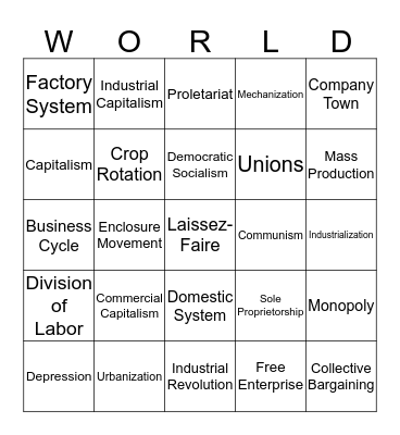 Historic Bingo Card