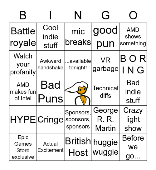 PC GAMING SHOW E3 2019 BIGNO Bingo Card