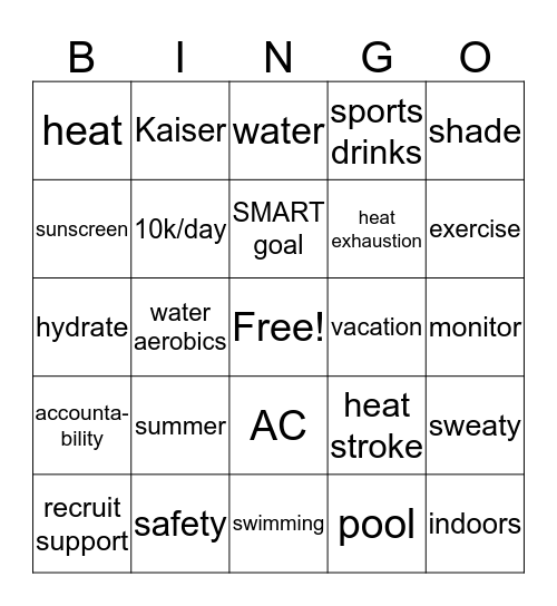Beat the Heat! Bingo Card