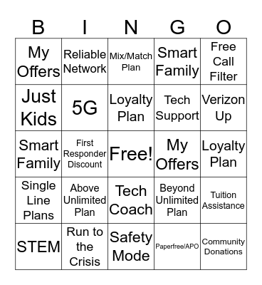 VALUE ADD  Bingo Card