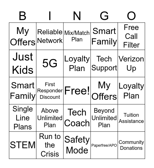 VALUE ADD  Bingo Card