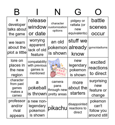 Robin's Low Expectations Pokemon Sword/Shield Direct Bingo Card