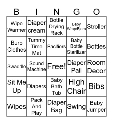 Baby Gift Bingo Card