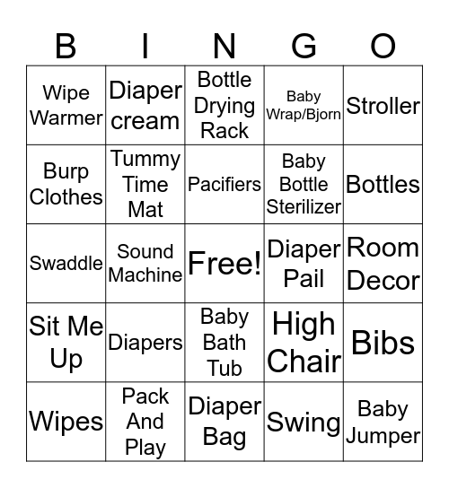 Baby Gift Bingo Card