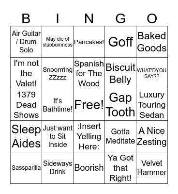 Clay's Birthday Bingo Card