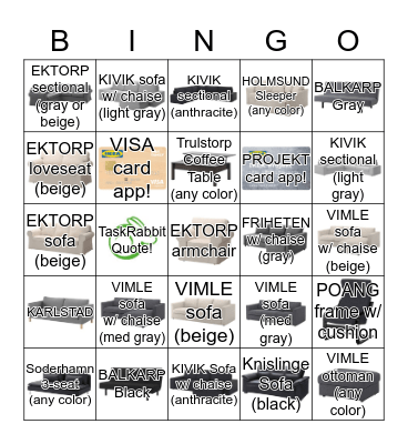 Living Rooms BINGO Card