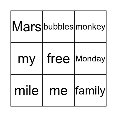 m-words Bingo Card