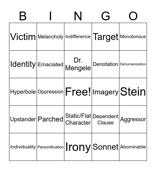 Final Review 2 Bingo Card