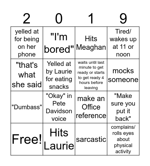 ADRIANNA Bingo Card
