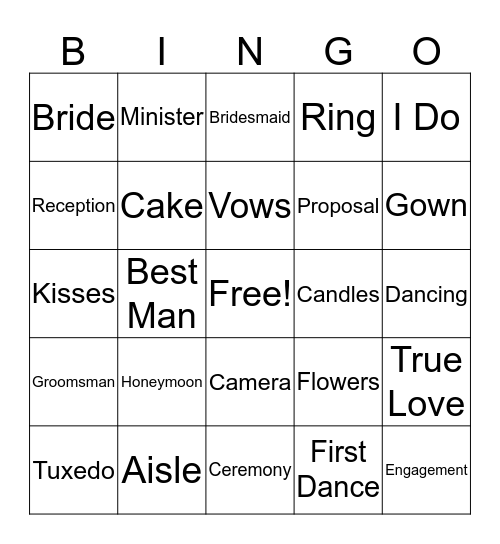 Bridal Shower Bingo Card