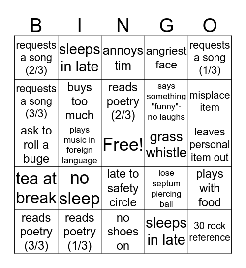CODY BINGO Card