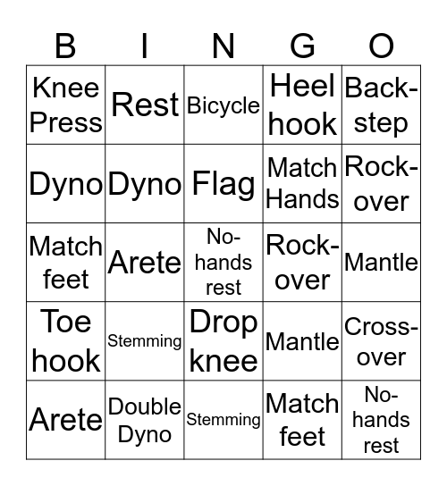 Technique Bingo Card