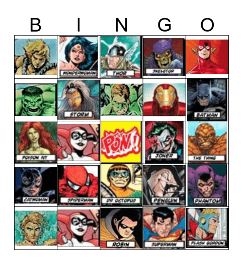 Superhero + Villain Bingos Bingo Card