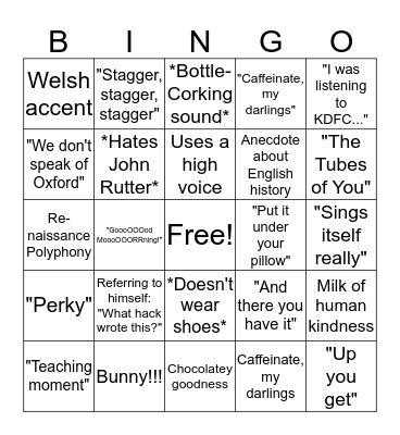 ~Just Choir Director Things~ Bingo Card