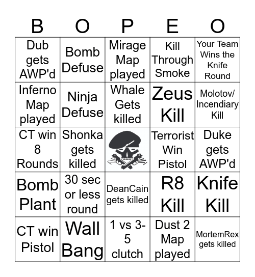 CS GO BOPE-O Bingo Card