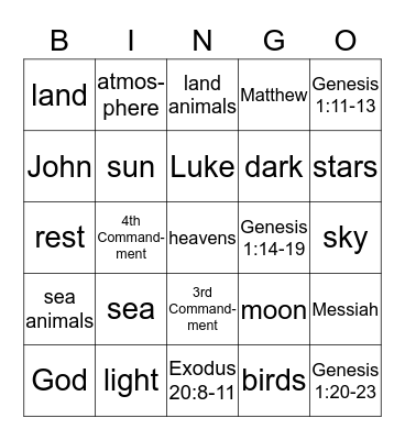 BINGO: Creation Edition Bingo Card