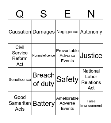 NSG310 Bingo Card