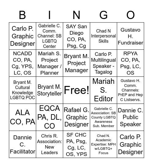 Asset Bingo Card