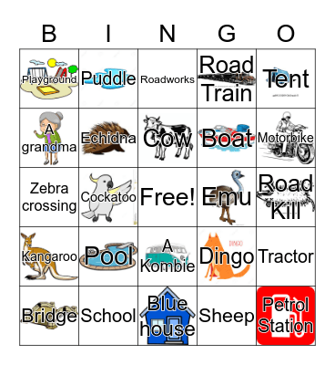 Aussie Road Trip Bingo Card