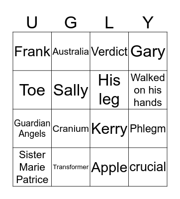 Ugly Bingo Card