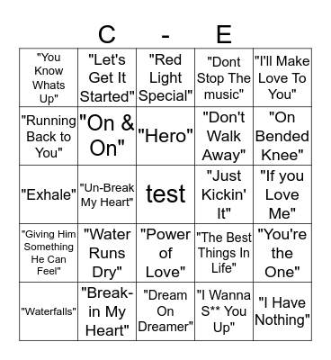 Music Bingo Card