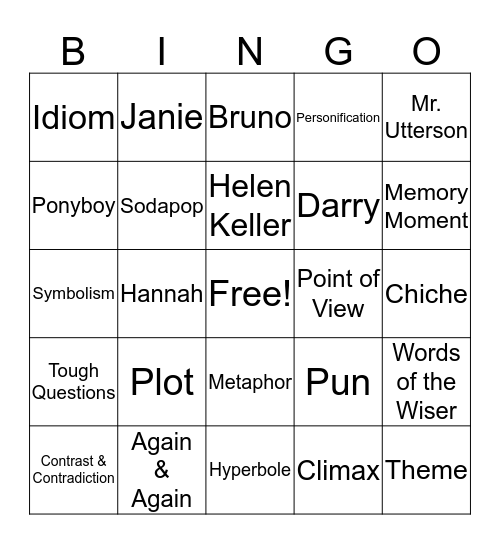 7th Grade Review Bingo Card