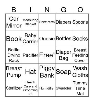 Baby Bingo! Bingo Card