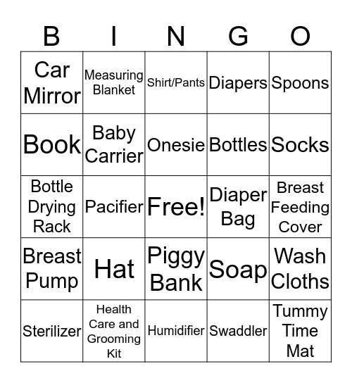 Baby Bingo! Bingo Card