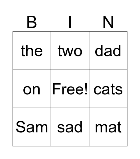 Letterland Set A 19-42 Bingo Card