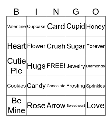 Valentine Bingo Card