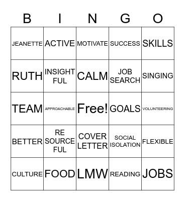 BUILDING BETTER OPPORTUNITIES Bingo Card