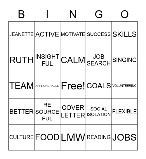 BUILDING BETTER OPPORTUNITIES Bingo Card