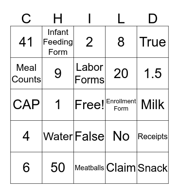 CCFP BINGO Card