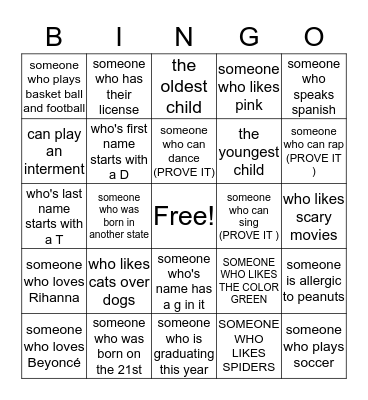 Who You With bingo  Bingo Card