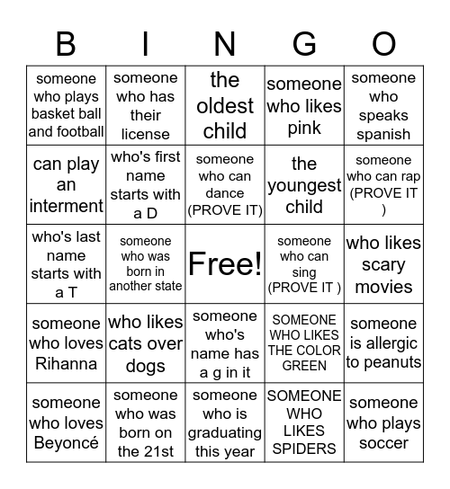 Who You With bingo  Bingo Card
