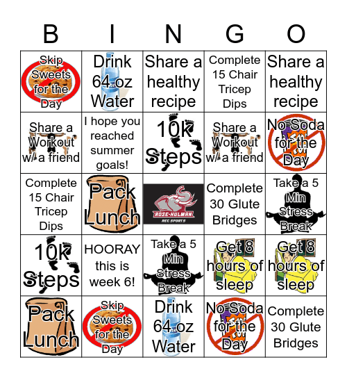 Summer of Health with SRC Fitness & Wellness Bingo Card