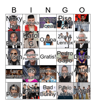 Spanish Music Bingo Card