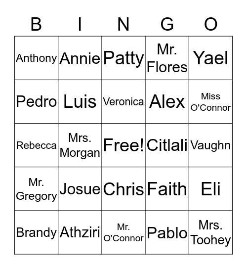 Miss O'Connor's Awesome Students! Bingo Card
