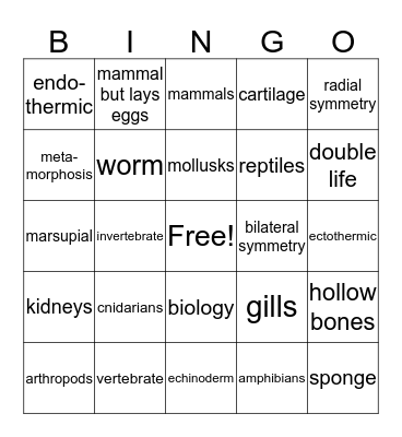 Bio- Time! Bingo Card