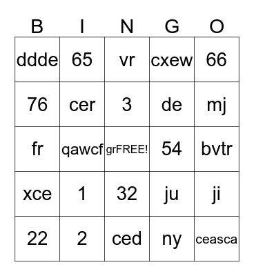 new Bingo Card