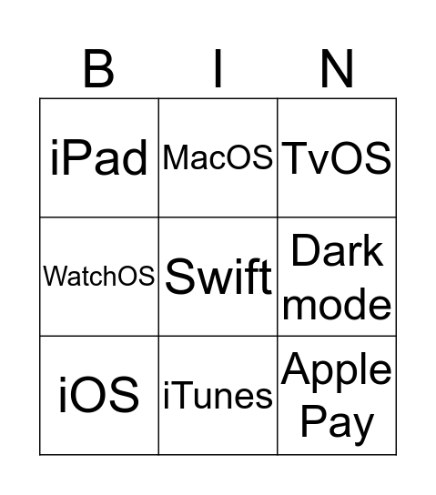 WWDC19 Bingo Card