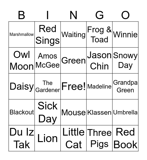 Caldecott Bingo Card